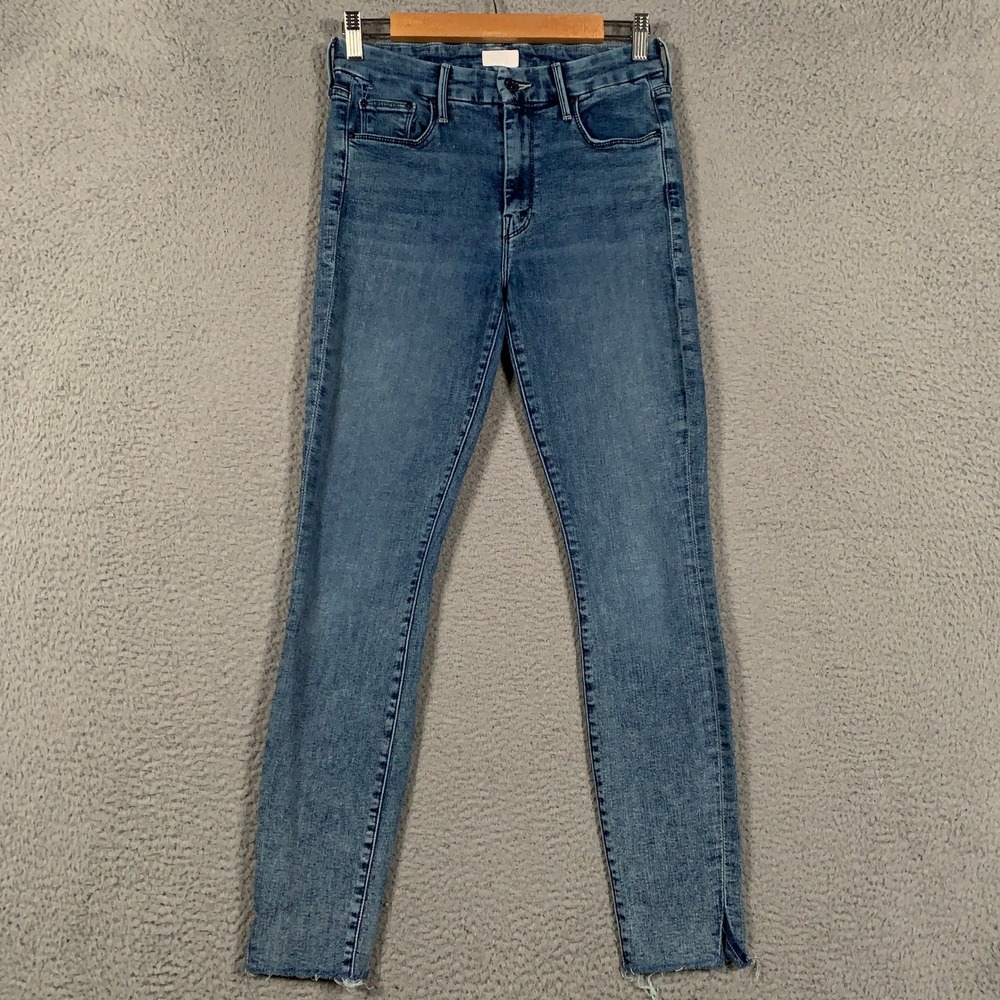 Mother The Looker Sacred Slit Jeans Women's 27 Blue Shaking Things Up Raw Hem